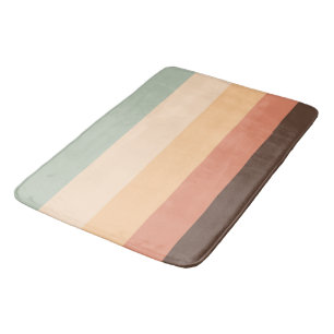 Tapis De Bain rayures Brown, vertes, jaunes et orange