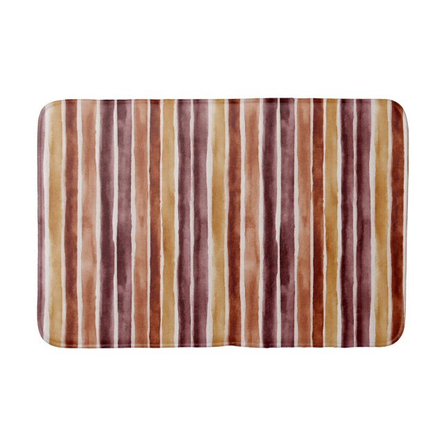 Tapis De Bain Rayures crème orange Bourgogne (Devant)