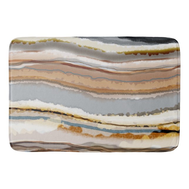 Tapis De Bain Rayures d'Agate Graphique Abstraites neutres chaud (Devant)