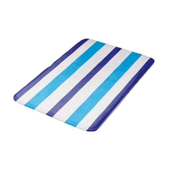 Tapis De Bain Rayures d'été bleu blanc  (Angle)