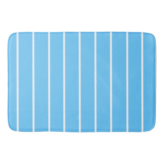 Tapis De Bain Rayures d'été bleu ciel et blanc (Devant)