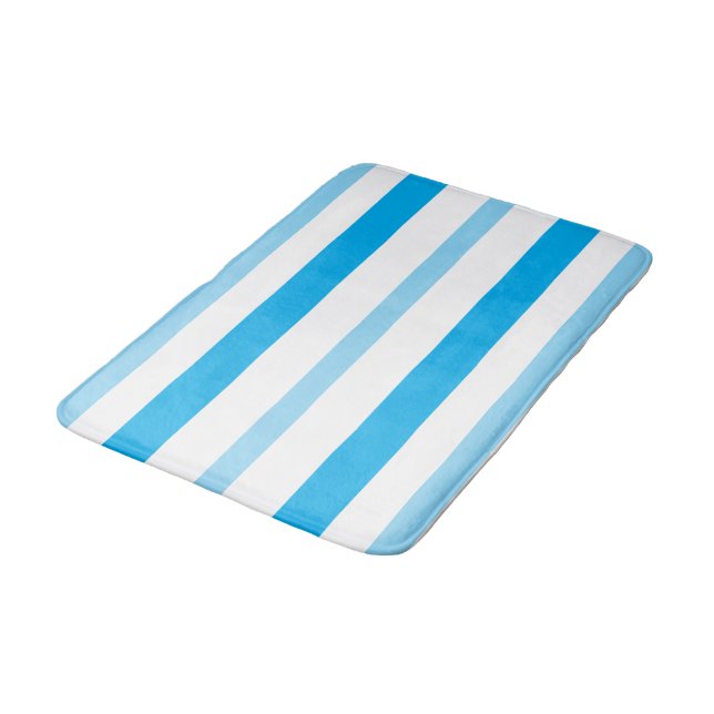Tapis De Bain Rayures d'été bleu pastel blanc (Angle)