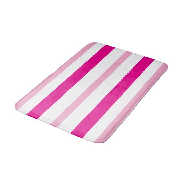Tapis De Bain Rayures d'été rose blanc (Angle)