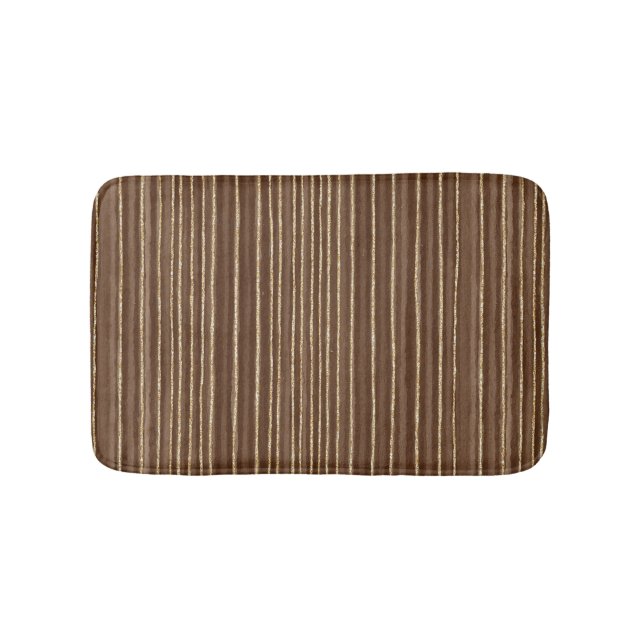 Tapis De Bain Rayures dorées marron (Devant)