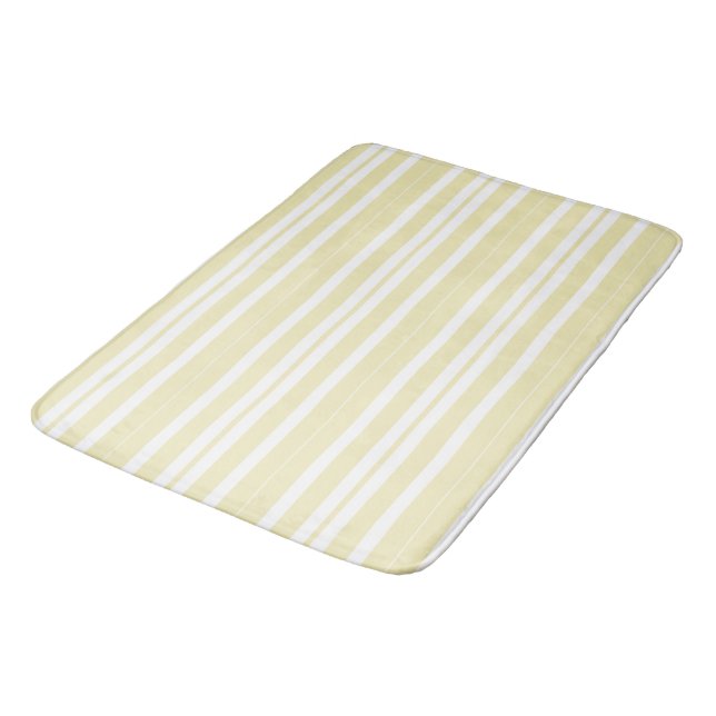 Tapis De Bain rayures jaune et blanc (Angle)