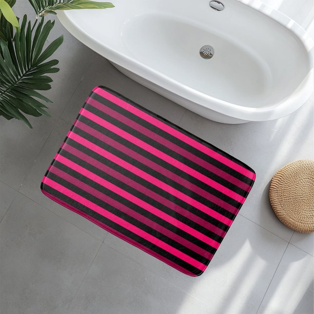 Tapis de bain rayures magenta et noir (Créateur téléchargé)