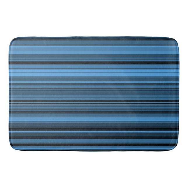 Tapis De Bain Rayures Noir Bleu (Devant)