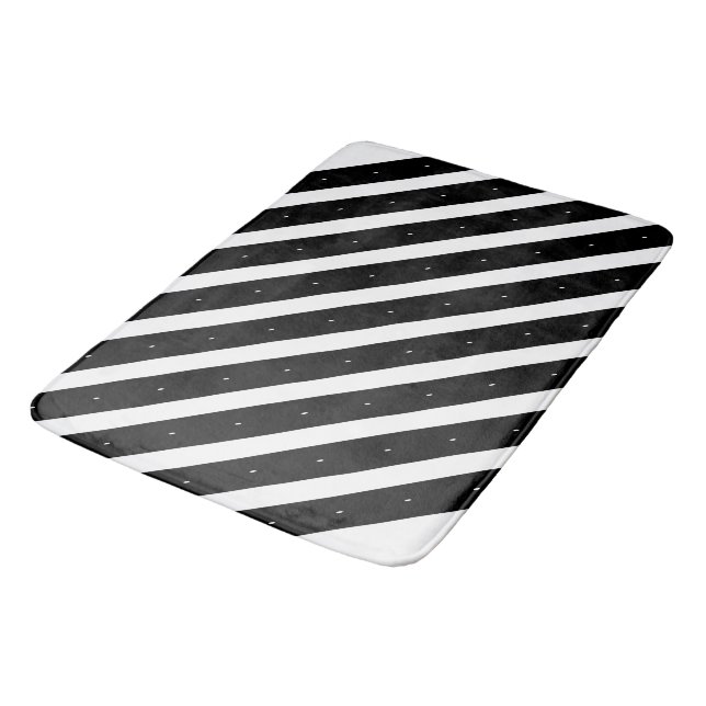 Tapis De Bain Rayures noires et blanches (Angle)