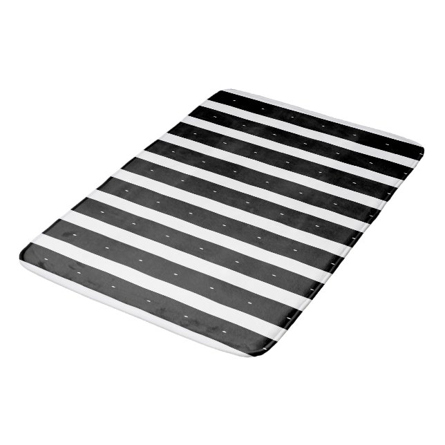 Tapis De Bain Rayures noires et blanches (Angle)