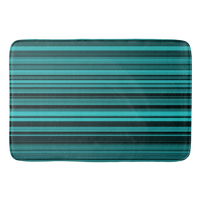 Tapis De Bain Rayures noires et sarcelle (Devant)