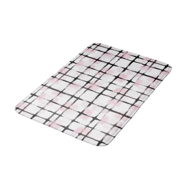 Tapis De Bain Rayures noires roses   (Angle)