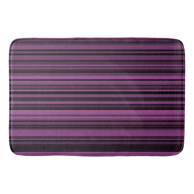 Tapis De Bain Rayures noires violettes abstraites (Devant)