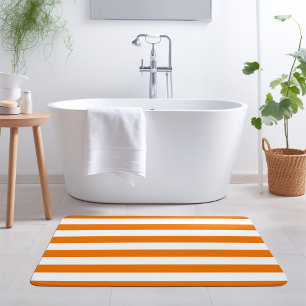 Tapis De Bain Rayures orange et blanc Couleurs modifiables