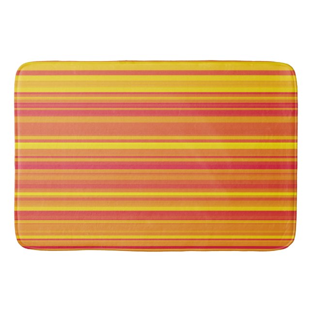 Tapis De Bain Rayures Orange Rouge Jaune (Devant)