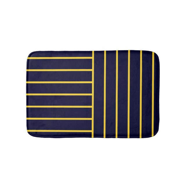 Tapis De Bain Rayures profondes bleu et jaune (Devant)