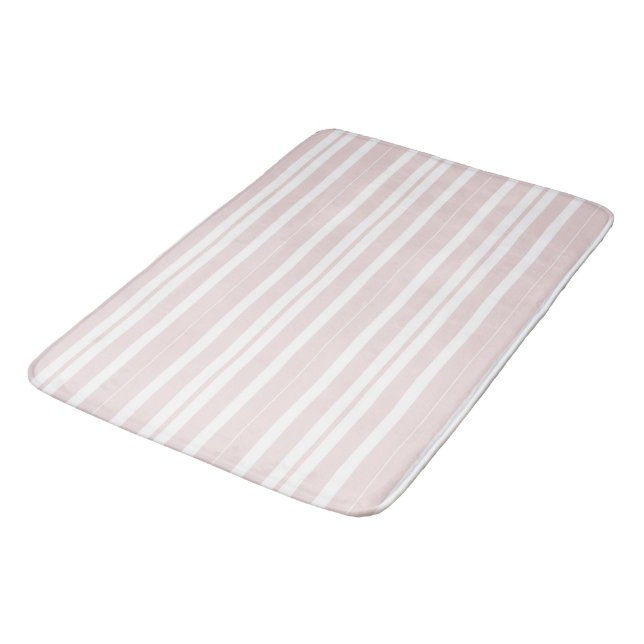 Tapis De Bain rayures rose et blanche (Angle)