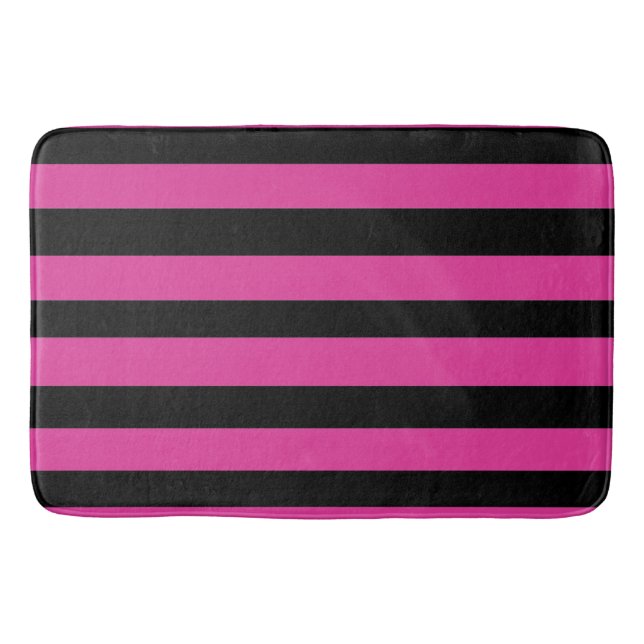 Tapis De Bain Rayures rose et noir (Devant)
