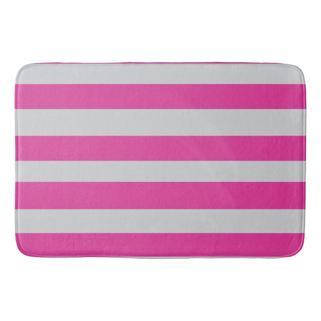 Tapis De Bain Rayures roses et grises  (Devant)