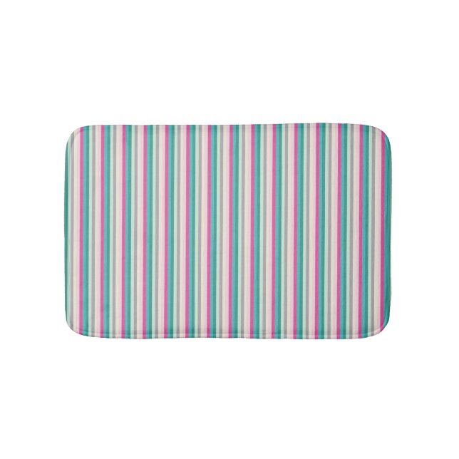 Tapis De Bain Rayures roses et sarcelles (Devant)