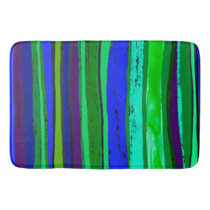 Tapis De Bain rayures vertes et bleues