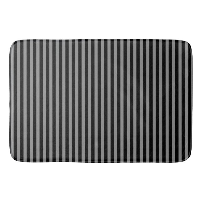 Tapis De Bain Rayures verticales noir gris Motif rayé Chic (Devant)