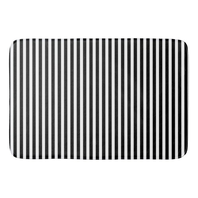 Tapis De Bain Rayures verticales noires et blanches Motif rayé C (Devant)
