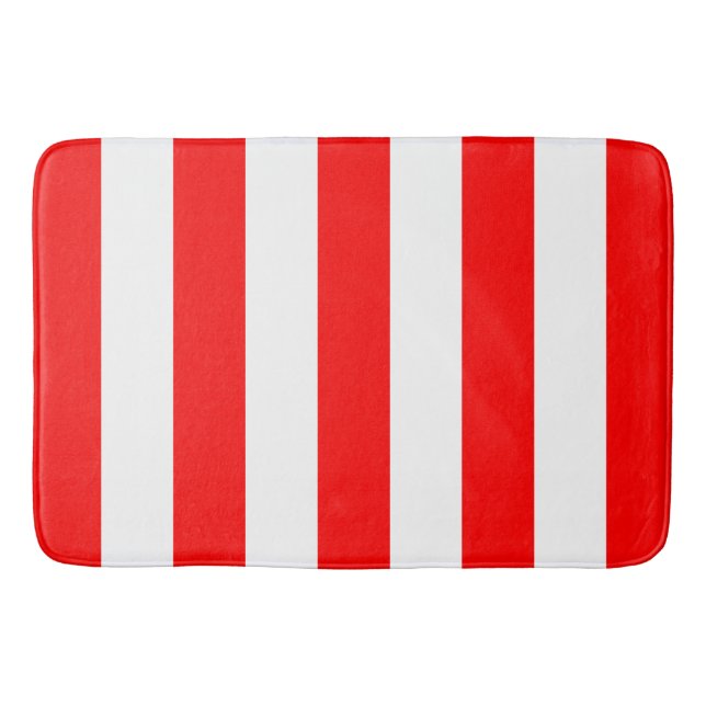 Tapis De Bain Rayures verticales rouges et blanches (Devant)