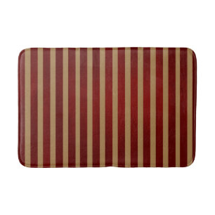 Tapis De Bain Rayures verticales rouges et dorées Motif rayé