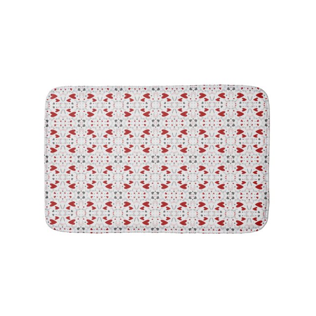 Tapis De Bain Red and Black Doodle Hearts Geometric Love  (Devant)