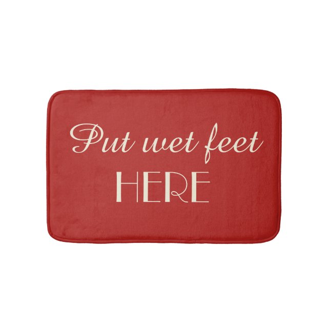Tapis De Bain Red and Cream Funny Put Wet Feet Here Plush (Devant)