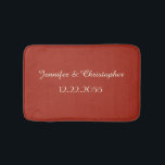 Tapis De Bain Red and Cream, Names, Wedding or Anniversary Plush<br><div class="desc">This plush bath mat can be any background color you select - default is a vibrant red; two lines of personalization are cream.  A great gift for a wedding or anniversary.  All Rights Reserved © 2015 Alan & Marcia Socolik.</div>