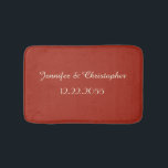 Tapis De Bain Red and Cream, Names, Wedding or Anniversary Plush<br><div class="desc">This plush bath mat can be any background color you select - default is a vibrant red; two lines of personalization are cream.  A great gift for a wedding or anniversary.  All Rights Reserved © 2015 Alan & Marcia Socolik.</div>