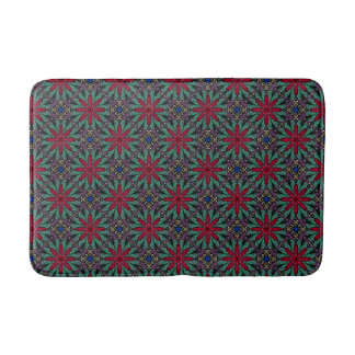 Tapis De Bain Red Floral With Green and Blue