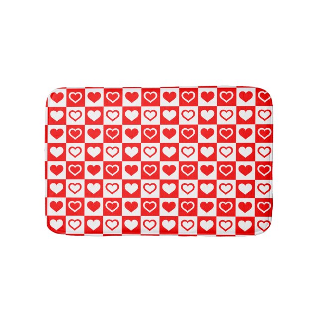 Tapis De Bain Red Hearts Plaid Motif Thunder_Cove (Devant)