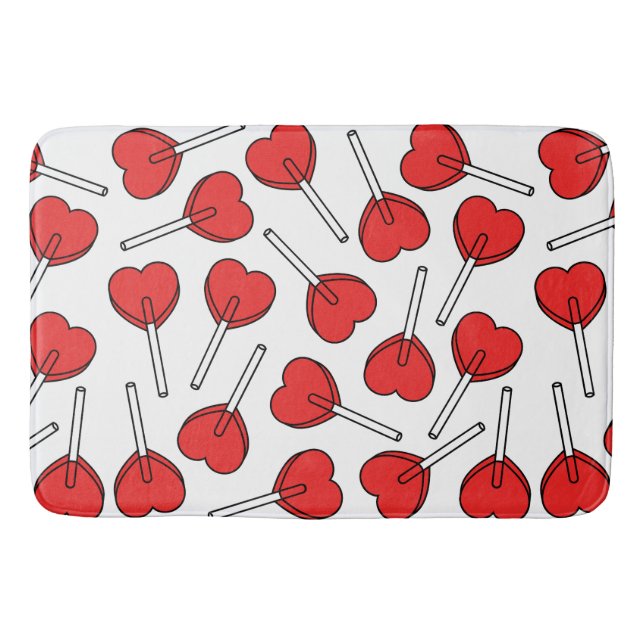 Tapis De Bain Red Lollipops, Heart Lollipops, Lollipop Pattern (Devant)