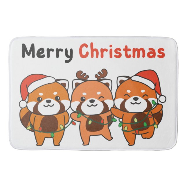 Tapis De Bain Red Panda Christmas Red Pandas Merry Christmas (Devant)
