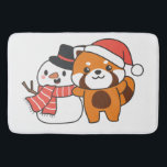 Tapis De Bain Red Panda With Snowman In Winter For Christmas<br><div class="desc">Red panda with snowman en hiver pour Christmas - a snowman for winter and Christmas. A winter greeting in the cold season for the holidays. Christmas red panda with snowman.</div>