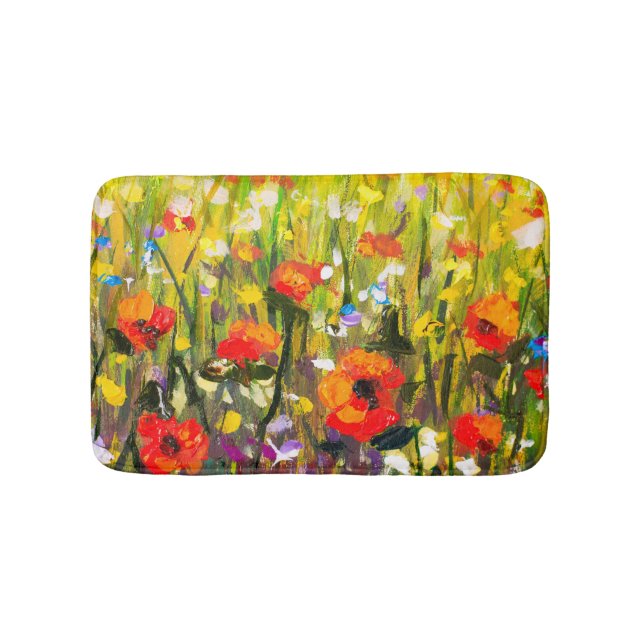 Tapis De Bain Red Poppies Champ peinture Abstraite (Devant)