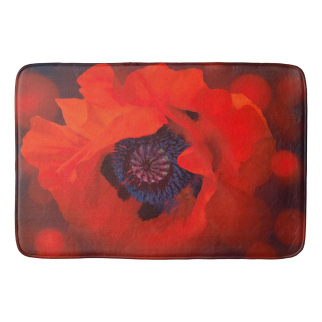 Tapis De Bain Red Poppy Dark Arrière - plan & Bokeh Effet (Devant)