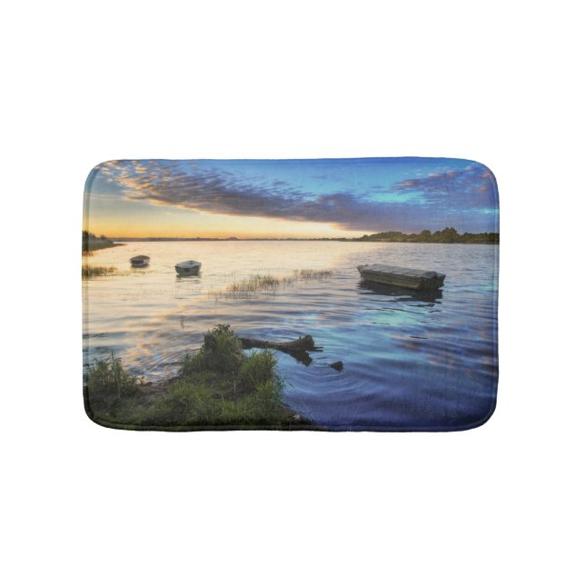 Tapis De Bain Réflexion de bateaux à voile du coucher du soleil (Devant)