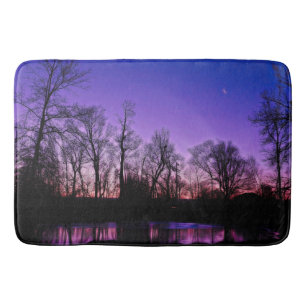 Tapis De Bain Réflexion de Neon Art Sunrise Lake