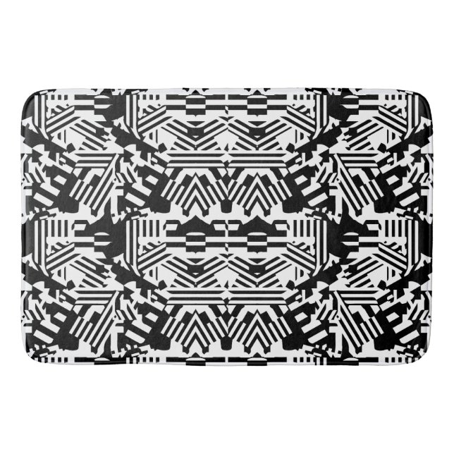 Tapis De Bain Réflexions Abstraites : Lignes, Cubes et Monochrom (Devant)