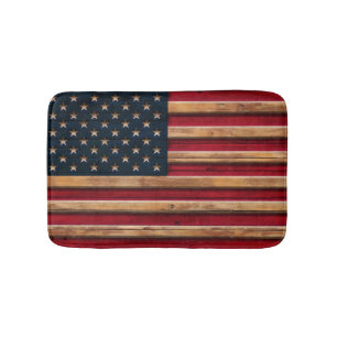 Tapis De Bain Regard du bois affligé vintage de drapeau