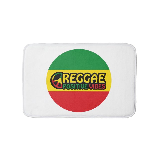 Tapis De Bain Reggae Musique avec des vibes positives et drapeau (Devant)