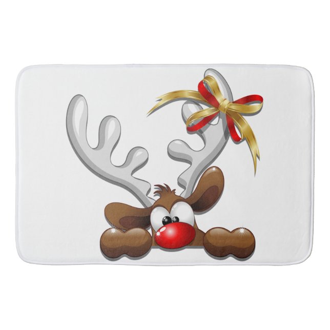 Tapis De Bain Reindeer Puzzled drôle Caractère de Noël (Devant)