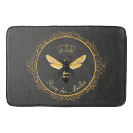 Tapis De Bain Reine abeille française élégante grise or jaune
