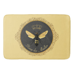 Tapis De Bain Reine abeille grise élégante française or jaune