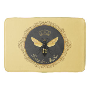 Tapis De Bain Reine abeille grise élégante française or jaune