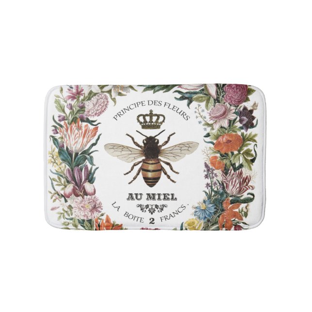 TAPIS DE BAIN REINE BOTANIQUE VINTAGE MODERNE BEE (Devant)