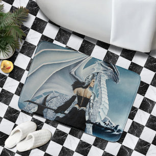 Tapis De Bain Reine Dragon Gothique d'Hiver Blanche Élégante Fan